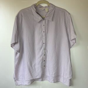 J. Jill women 100% Linen Light Purple Casual Button Down Shirt